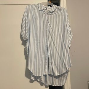 Time  and Tru medium light blue and white striped shirt.